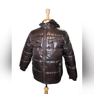 X Games‎ Puffer Jacket Men’s L Brown Hooded Y2K Skate Snowboard Streetwear Coat